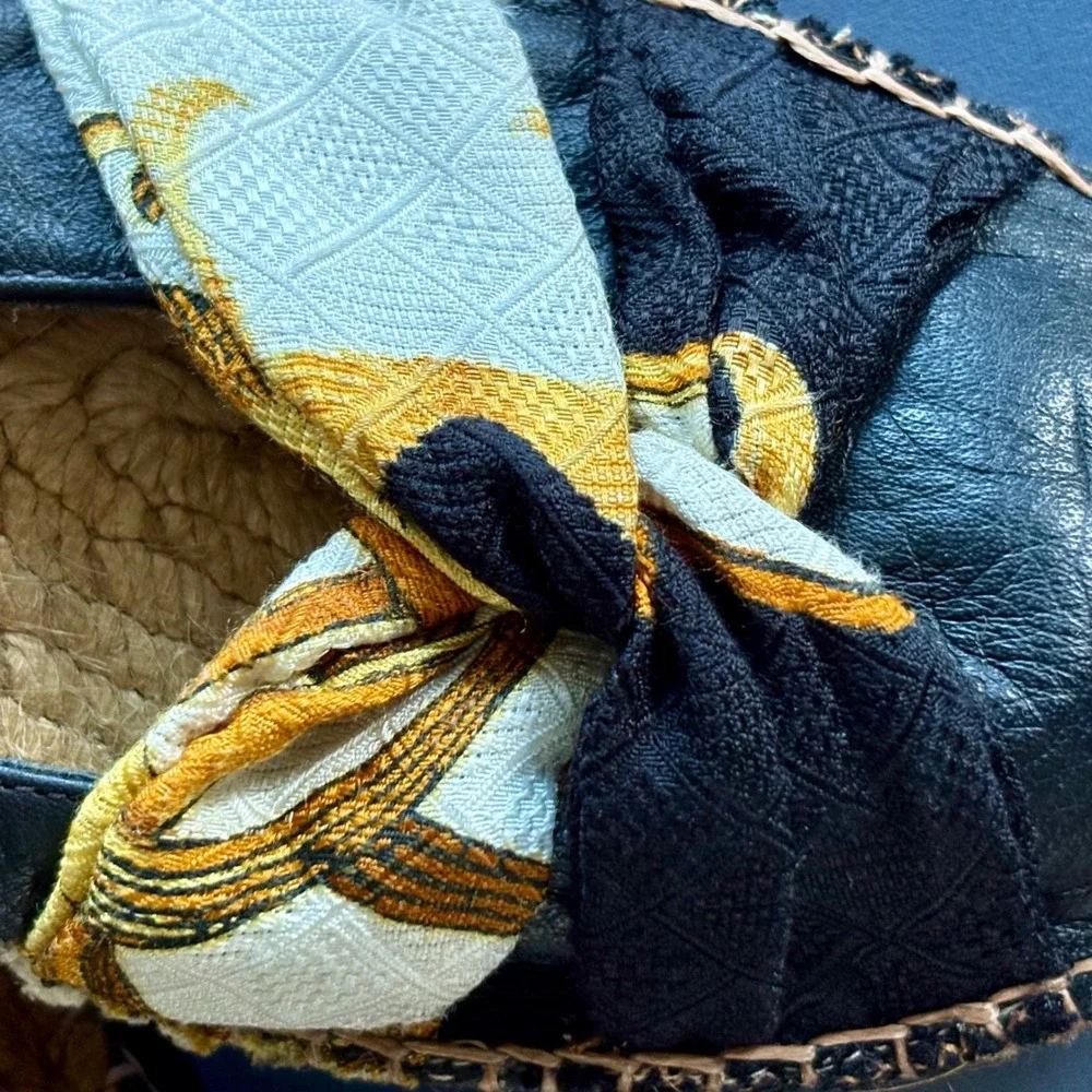 New Collection‎ Privee Espadrille Shoes | Size 38 / 7.5 US | Leather Floral Boho